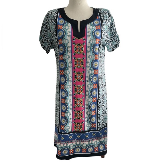 RAFAELLA Woman’s Dress/Shift V-Neck Short Sleeve Size L 100% Cotton NWT - Picture 1 of 6